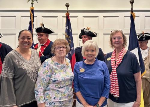 The Robert, Forsyth and Piedmont Chapters, SAR  Flag Retirement Ceremony on June 10 was attended by Vice Regent, Melissa Tanner, Recording Secretary, Andrea Riddle, Trish Johnstone, and Norma Reeves. 