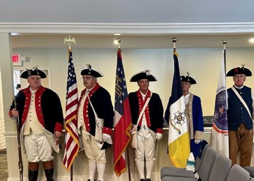 The Robert, Forsyth and Piedmont Chapters, SAR  Flag Retirement Ceremony on June 10 was attended by Vice Regent, Melissa Tanner, Recording Secretary, Andrea Riddle, Trish Johnstone, and Norma Reeves. 